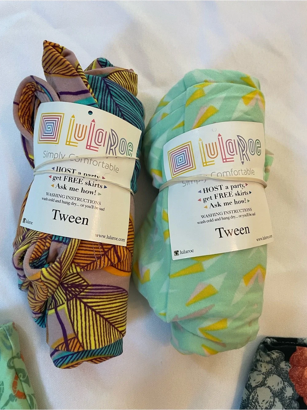 LuLaRoe Kids Leggings 4-set,‎ Various Prints, Two NWOT, Two are NWT, Size Tween